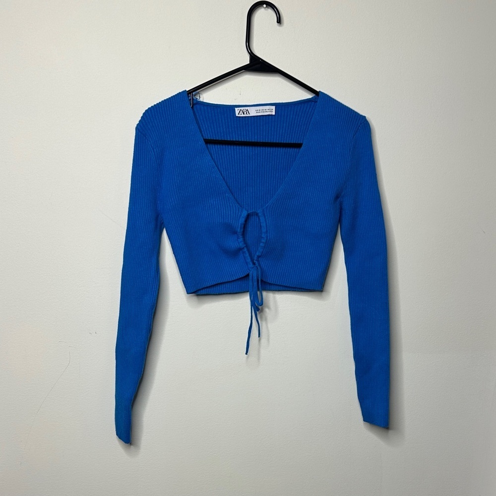 Zara Women's Blue Crop Sweater